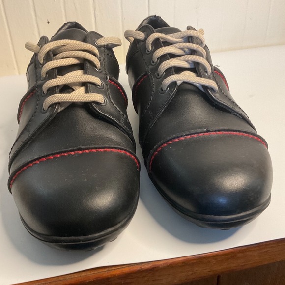 Bally Golf Shoes Shoes 27902 Black Leather Red/White Stitching Women's 7.5 - Picture 4 of 16